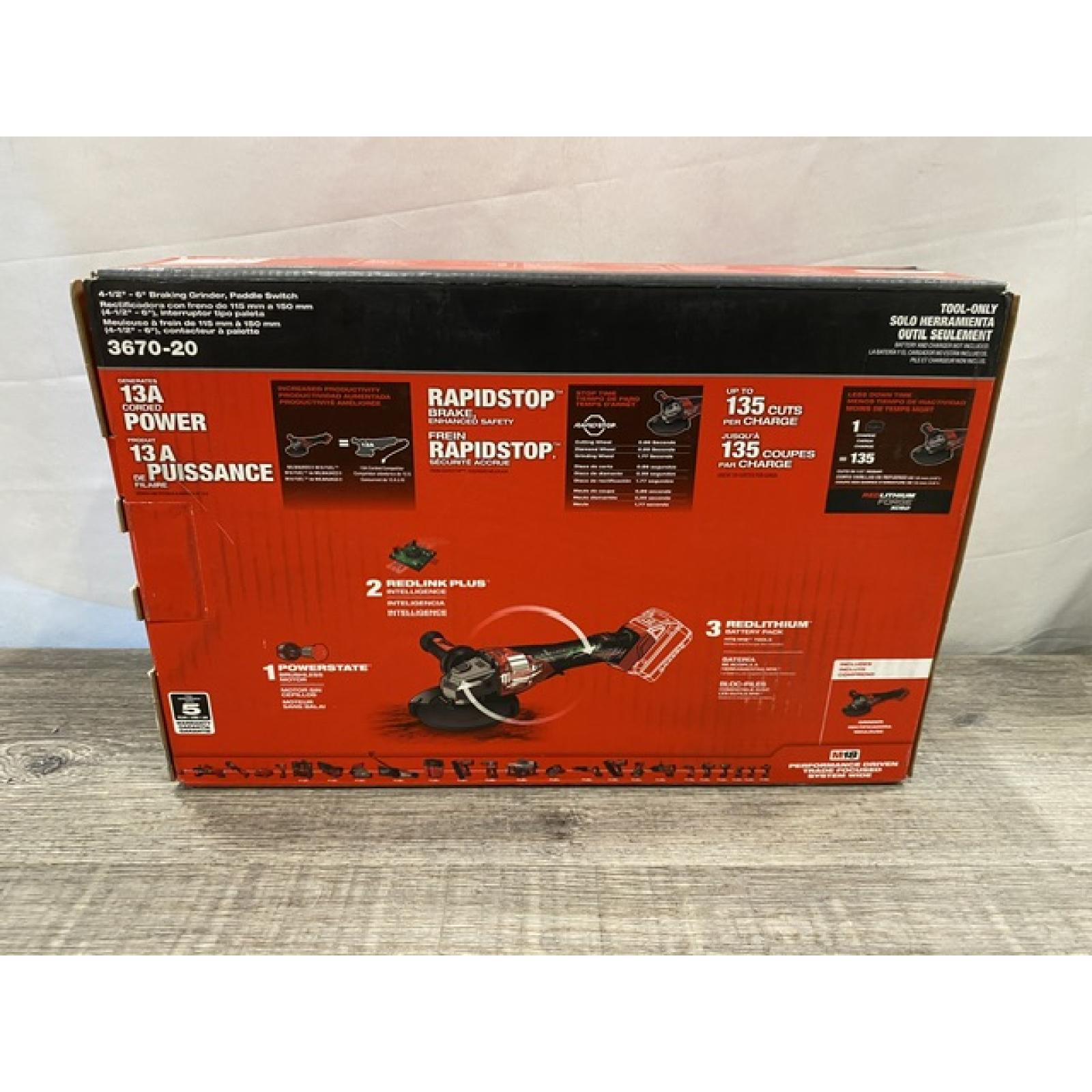 NEW - Milwaukee FUEL 18-Volt Lithium-Ion Brushless Cordless 4-1/2 in./6 in. Braking Grinder with Paddle Switch (Tool-Only)