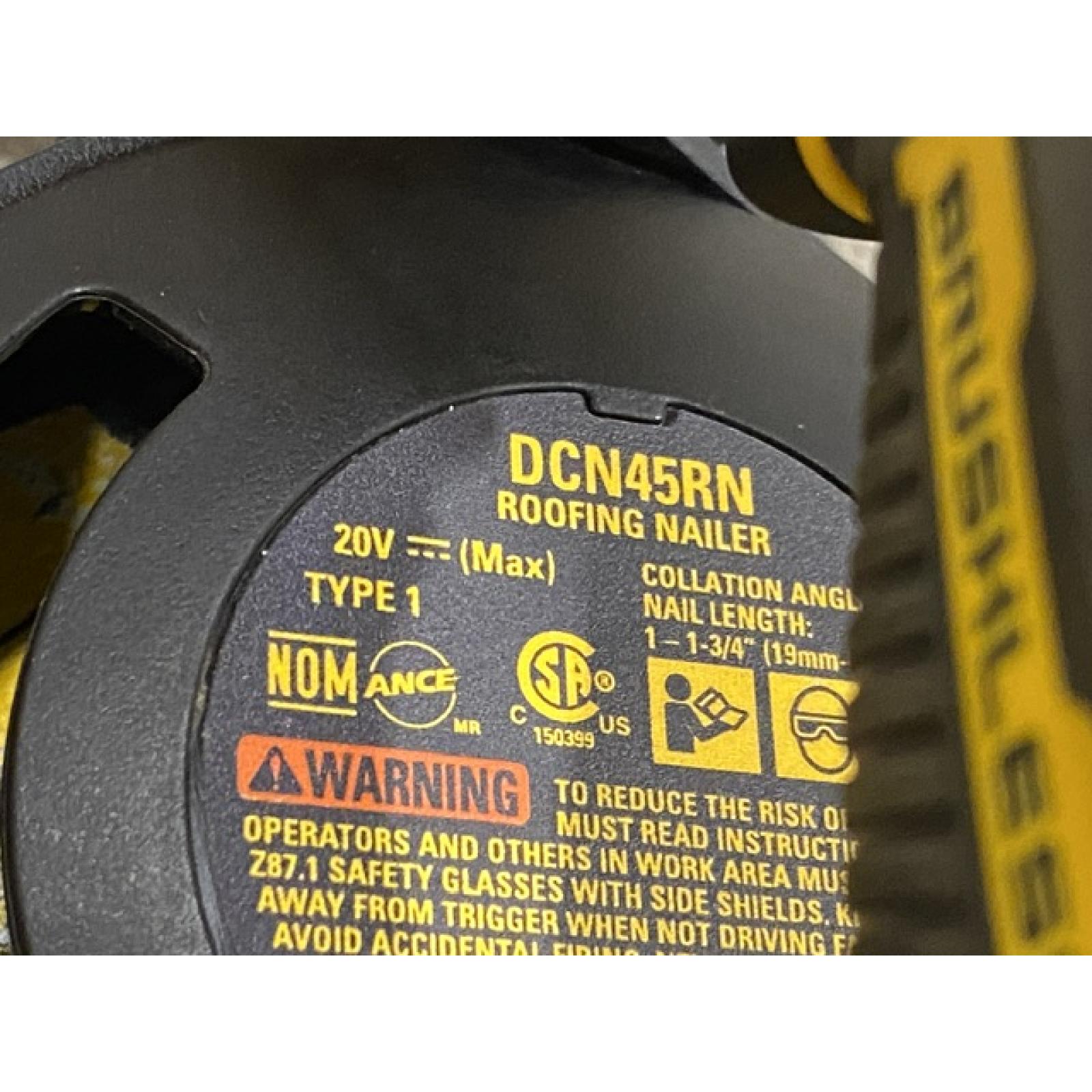 AS-IS DEWALT 20V MAX Lithium-Ion 15-Degree Electric Cordless Roofing Nailer Kit