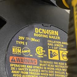 AS-IS DEWALT 20V MAX Lithium-Ion 15-Degree Electric Cordless Roofing Nailer Kit