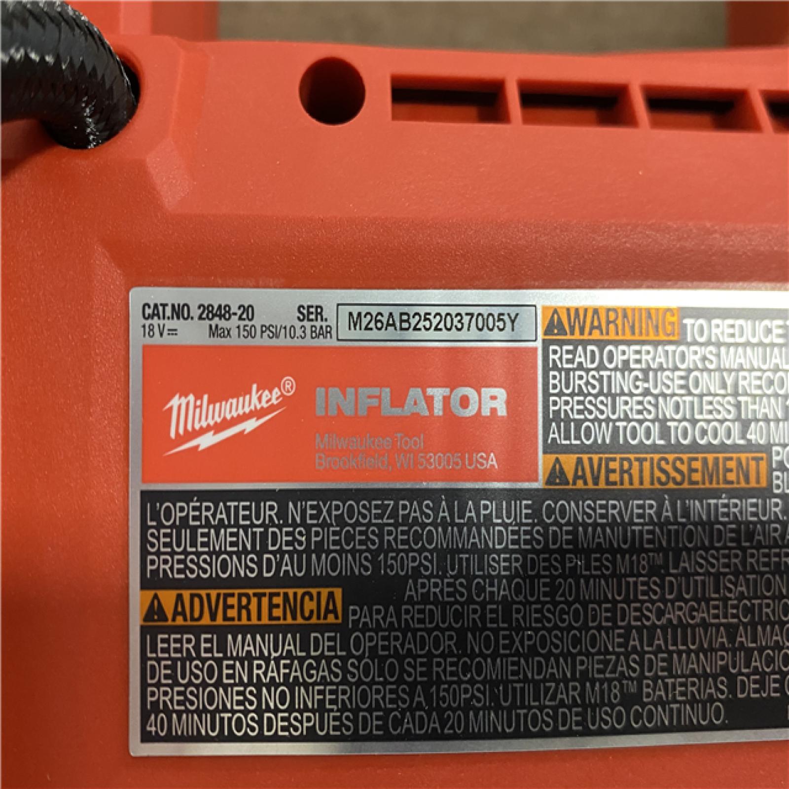 AS-IS Milwaukee 18-Volt Lithium-Ion Cordless Electric Portable Inflator (Tool-Only)