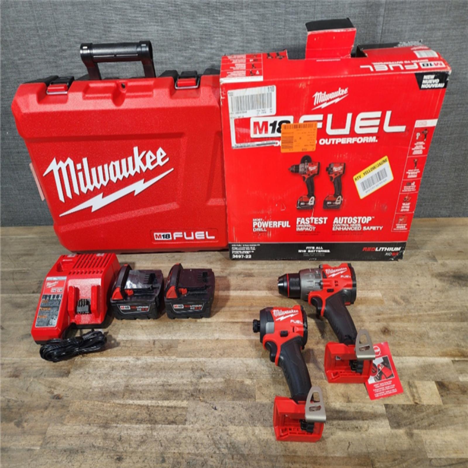 HOUSTON LOCATION - AS-IS (APPEARS LIKE NEW) MILWAUKEE FUEL 18V Lithium-Ion Brushless Cordless Hammer Drill and Impact Driver Combo Kit