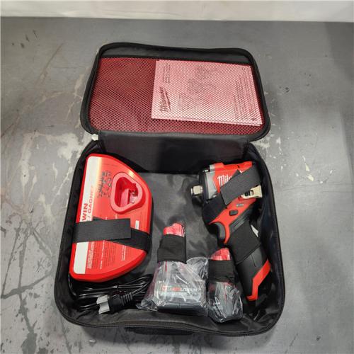 AS-IS- Milwaukee FUEL 12V Li-Ion Brushless Cordless Stubby 1/2 in. Impact Wrench Kit