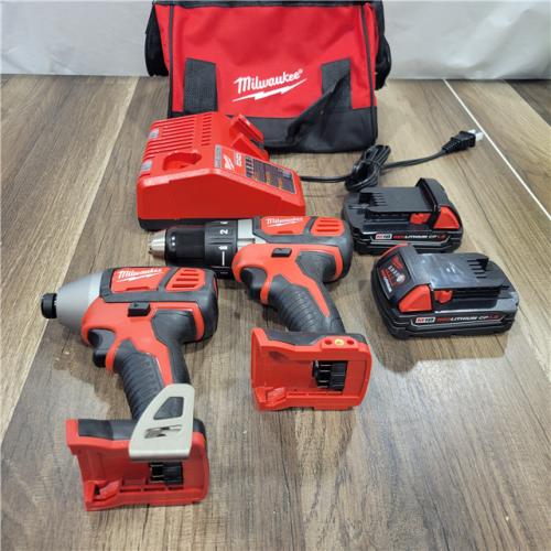 AS-IS Milwaukee M18 18V Cordless Brushed 2 Tool Drill/Driver and Impact Driver Kit