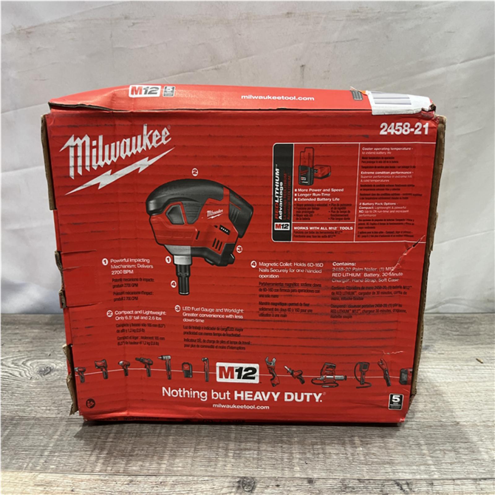 NEW - Milwaukee 12-Volt Lithium-Ion Cordless Palm Nailer Kit