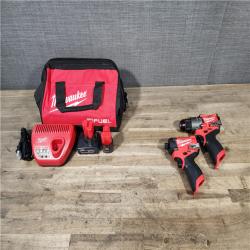 HOUSTON LOCATION - AS-IS Milwaukee FUEL 12-Volt Lithium-Ion Brushless Cordless Hammer Drill and Impact Driver Combo Kit