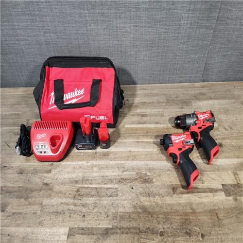 HOUSTON LOCATION - AS-IS Milwaukee FUEL 12-Volt Lithium-Ion Brushless Cordless Hammer Drill and Impact Driver Combo Kit