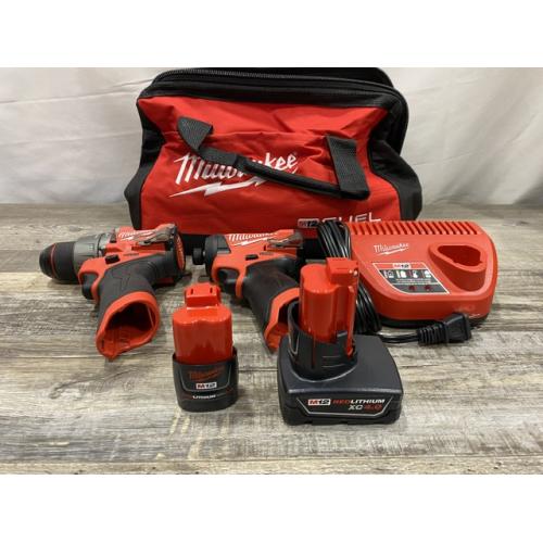 AS-IS Milwaukee FUEL 12-Volt Lithium-Ion Brushless Cordless Hammer Drill and Impact Driver Combo Kit