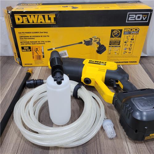 AS-IS DEWALT  20V 550 PSI  1 GPM Cordless Power Cleaner W/ 4 Nozzles Tool-Only DCPW550B