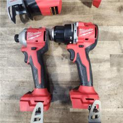 HOUSTON LOCATION - AS-IS Milwaukee M18 18-Volt Lithium-Ion Brushless Cordless Combo Kit (4-Tool) with 2-Batteries, 1-Charger and Tool Bag