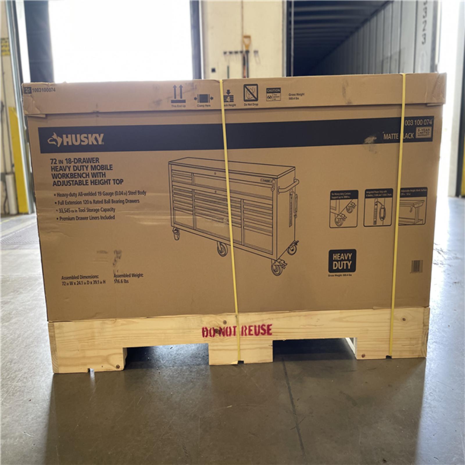 DALLAS LOCATION - AS-IS HUSKY 72IN 18 DRAWER WORKBENCH MATTE BLACK