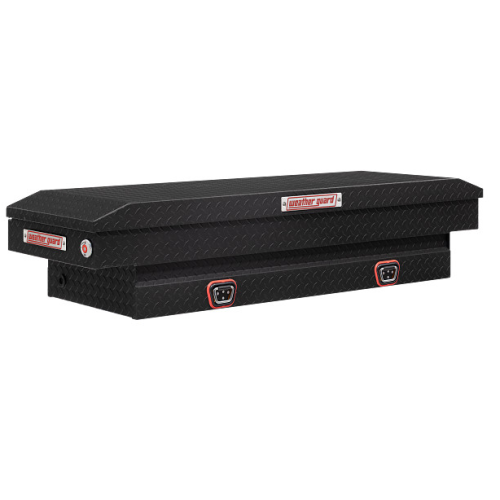 DALLAS LOCATION- WEATHER GAURD SADDLE TRUCK BOX MATTE BLACK ARMOR TUF POWDER COATED ALUMINUM SINGLE ULTRALOCK LID FOR COMPACT TRUCKS (7 UNITS)