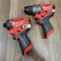 AS-IS  Milwaukee 3497-22 12V Brushless Hammer Drill and Impact Driver Combo Kit