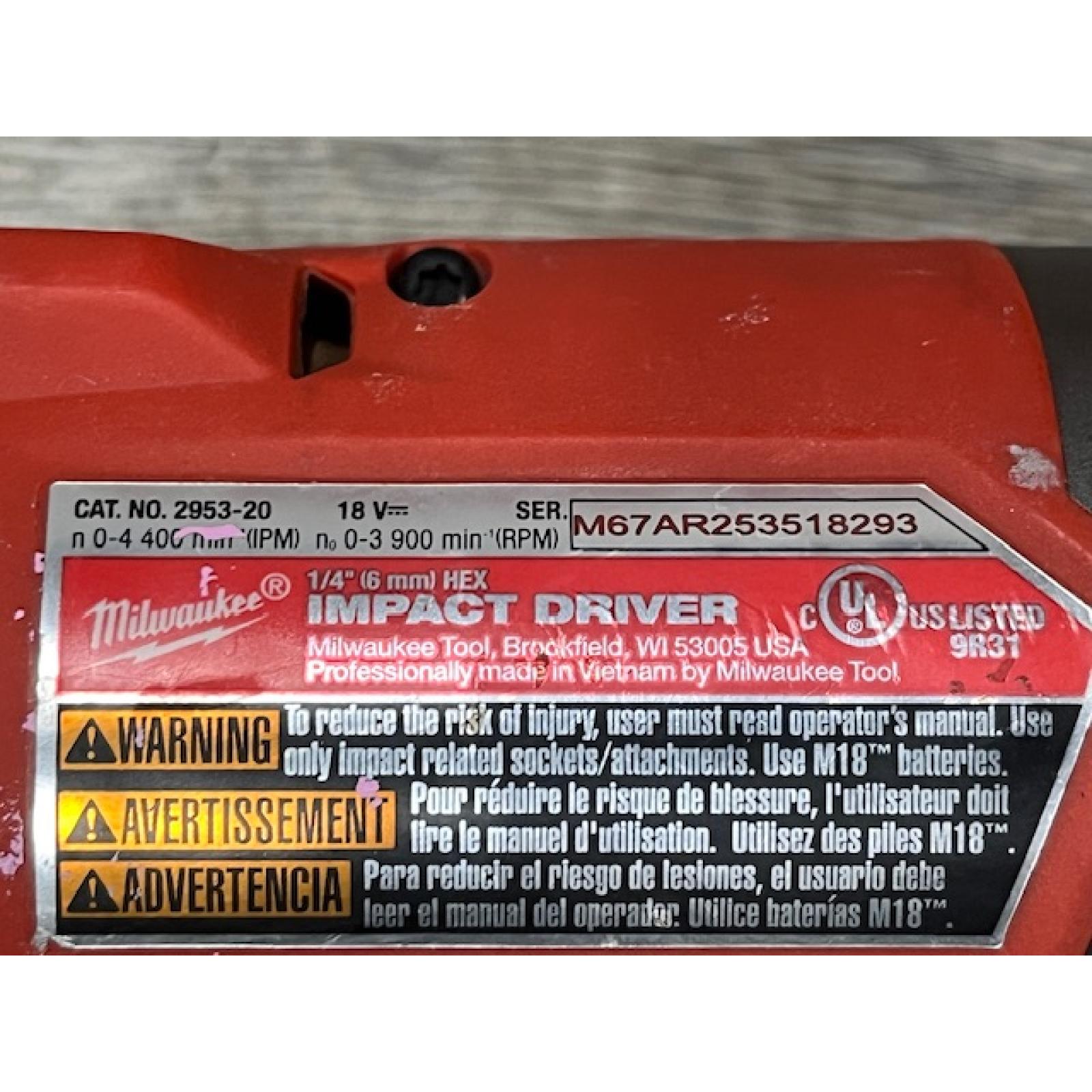 AS-IS Milwaukee FUEL 18V Lithium-Ion Brushless Cordless 1/4 in. Hex Impact Driver Kit