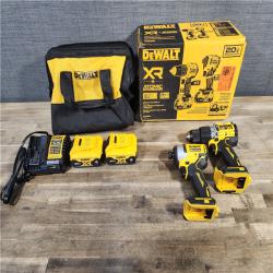HOUSTON LOCATION - AS-IS DEWALT 20V MAX XR Hammer Drill and ATOMIC Impact Driver 2 Tool Cordless Combo Kit with (2) 4.0Ah Batteries, Charger, and Bag