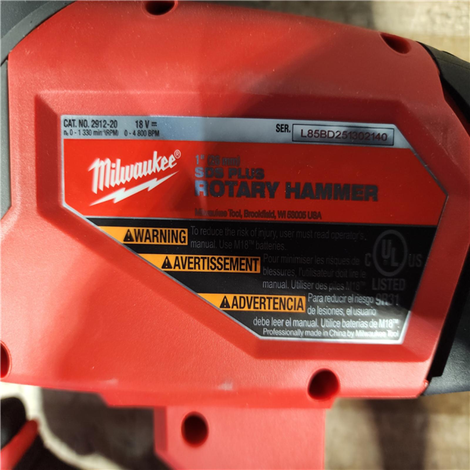 HOUSTON LOCATION - AS-IS Milwaukee FUEL 18V Lithium-Ion Brushless Cordless 1 in. SDS-Plus Rotary Hammer (Tool-Only)