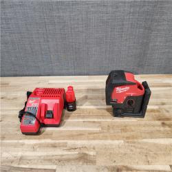 HOUSTON LOCATION - AS-IS Milwaukee 12-Volt Lithium-Ion Cordless Green 125 ft. Cross Line and Plumb Points Laser Level Kit
