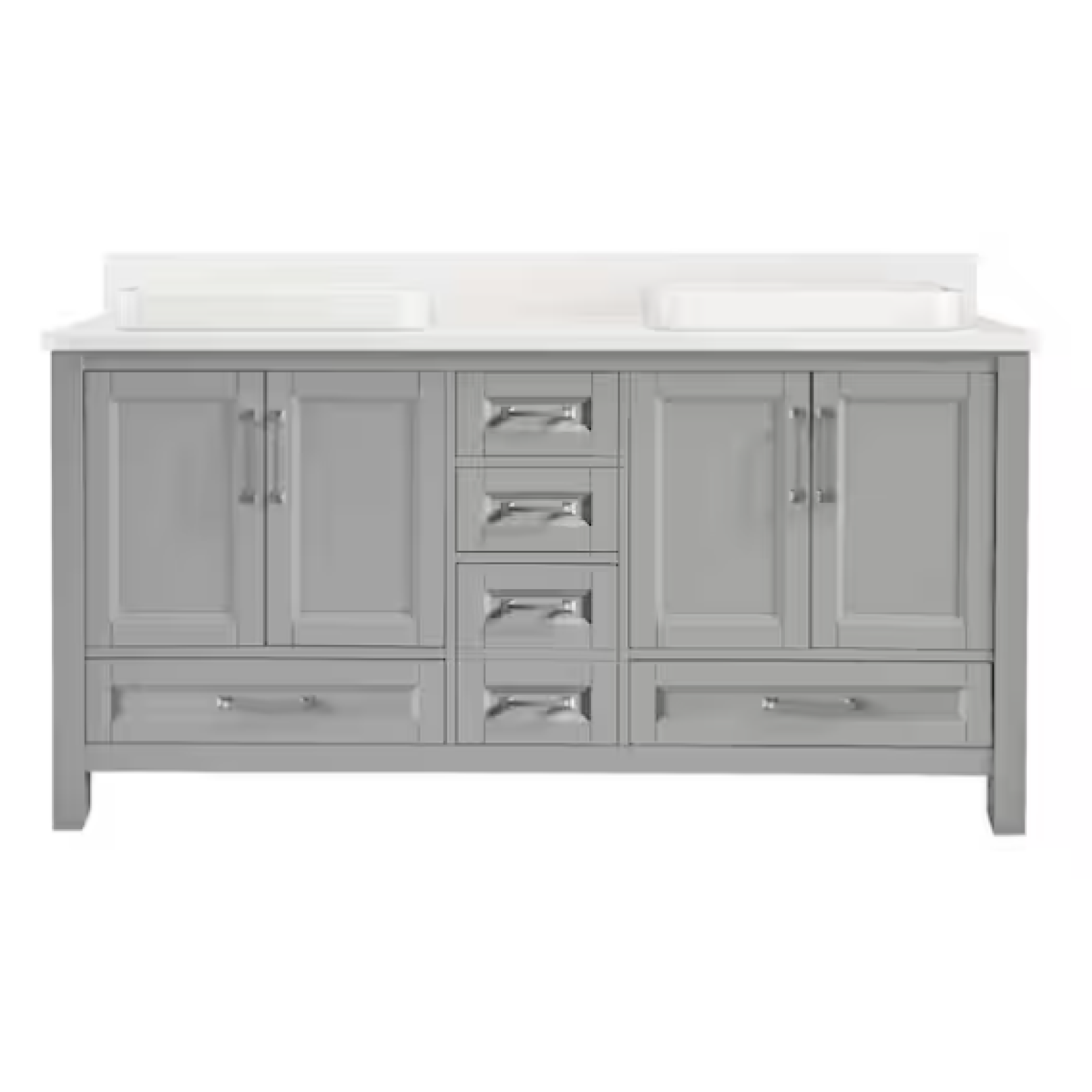 DALLAS LOCATION AS - IS HOME DECORATORS 60 in. Double Sinks Light Gray Bath Vanity with Marble Top