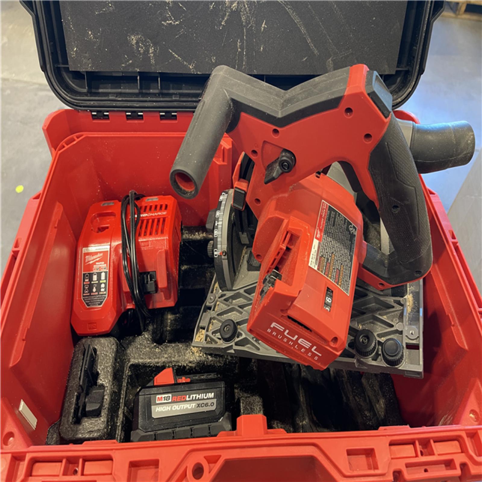 AS-IS - Milwaukee M18 FUEL 18V Lithium-Ion Brushless Cordless 6-1/2 in. Plunge Track Saw PACKOUT Kit