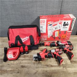 HOUSTON LOCATION - AS-IS (APPEARS LIKE NEW) MILWAUKEE M12 12V Lithium-Ion Cordless Combo Kit (5-Tool) with Two 1.5Ah Batteries, Charger & Tool Bag