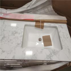 Phoenix NEW Home Decorators Collection Doveton 60 in. Double Sink Freestanding White Bath Vanity with White Engineered Marble Top (Assembled)