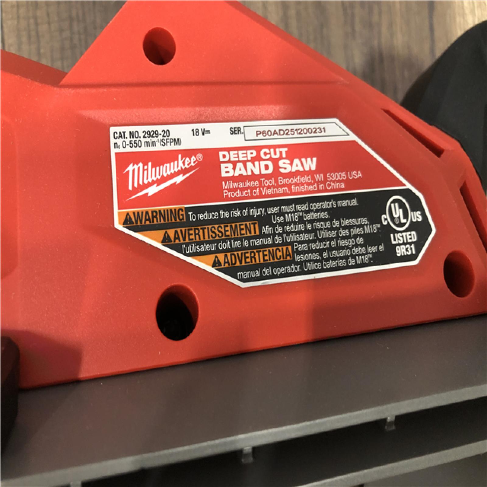 AS-IS Milwaukee  FUEL 18V Lithium-Ion Brushless Cordless Deep Cut Band Saw (Tool-Only)