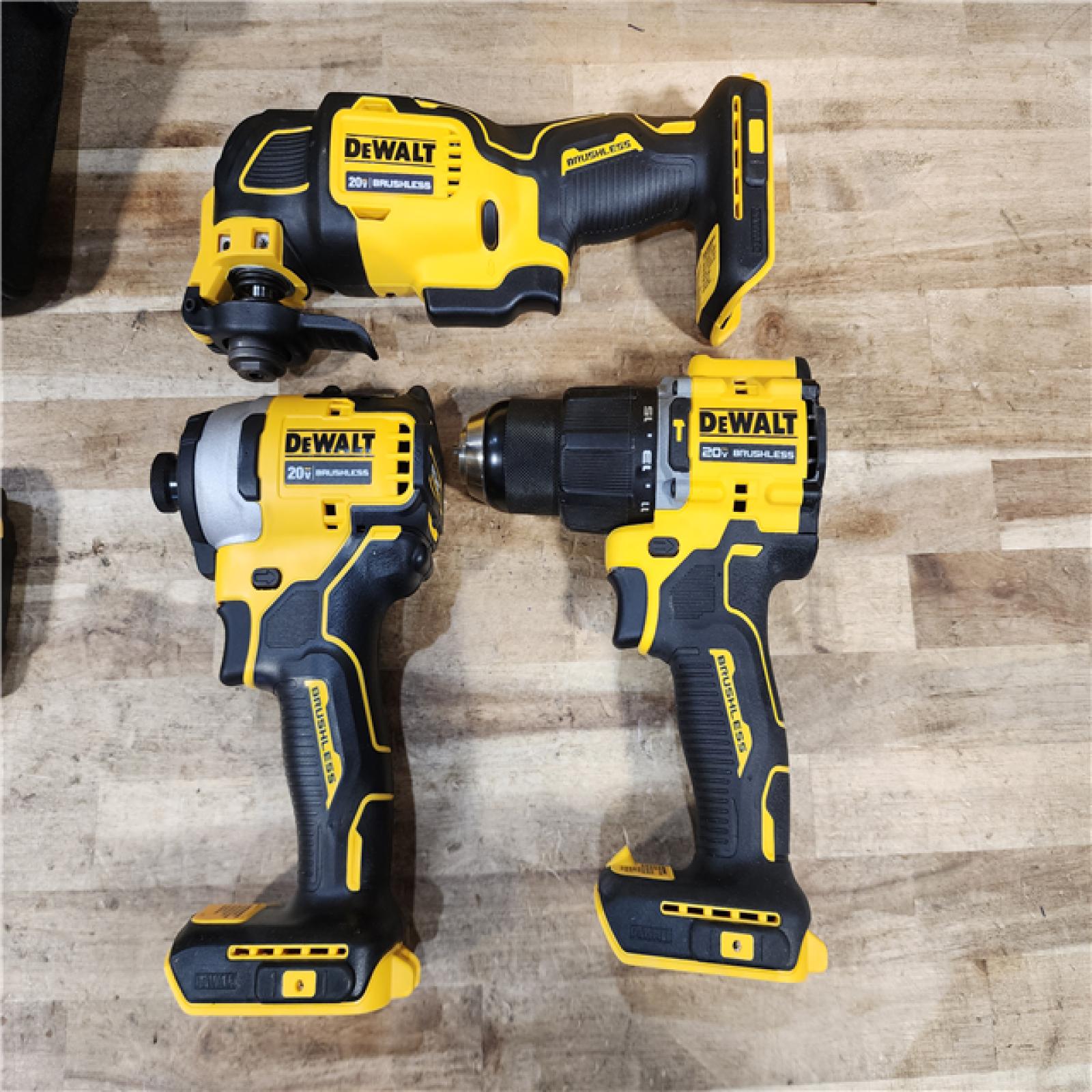 HOUSTON LOCATION - AS-IS DEWALT ATOMIC 20-Volt Lithium-Ion Cordless Brushless (3-Tool) Combo Kit
