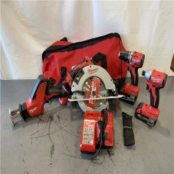 AS-IS - Milwaukee M18 18-Volt Lithium-Ion Brushless Cordless Combo Kit (4-Tool)