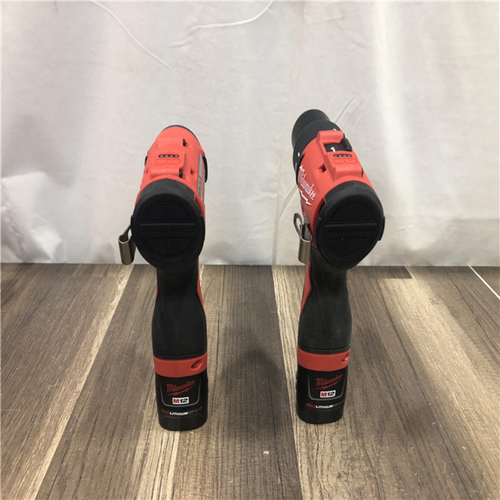 AS-IS Milwaukee 12-Volt Lithium-Ion Brushless Cordless Subcompact Drill and Impact Driver Combo Kit