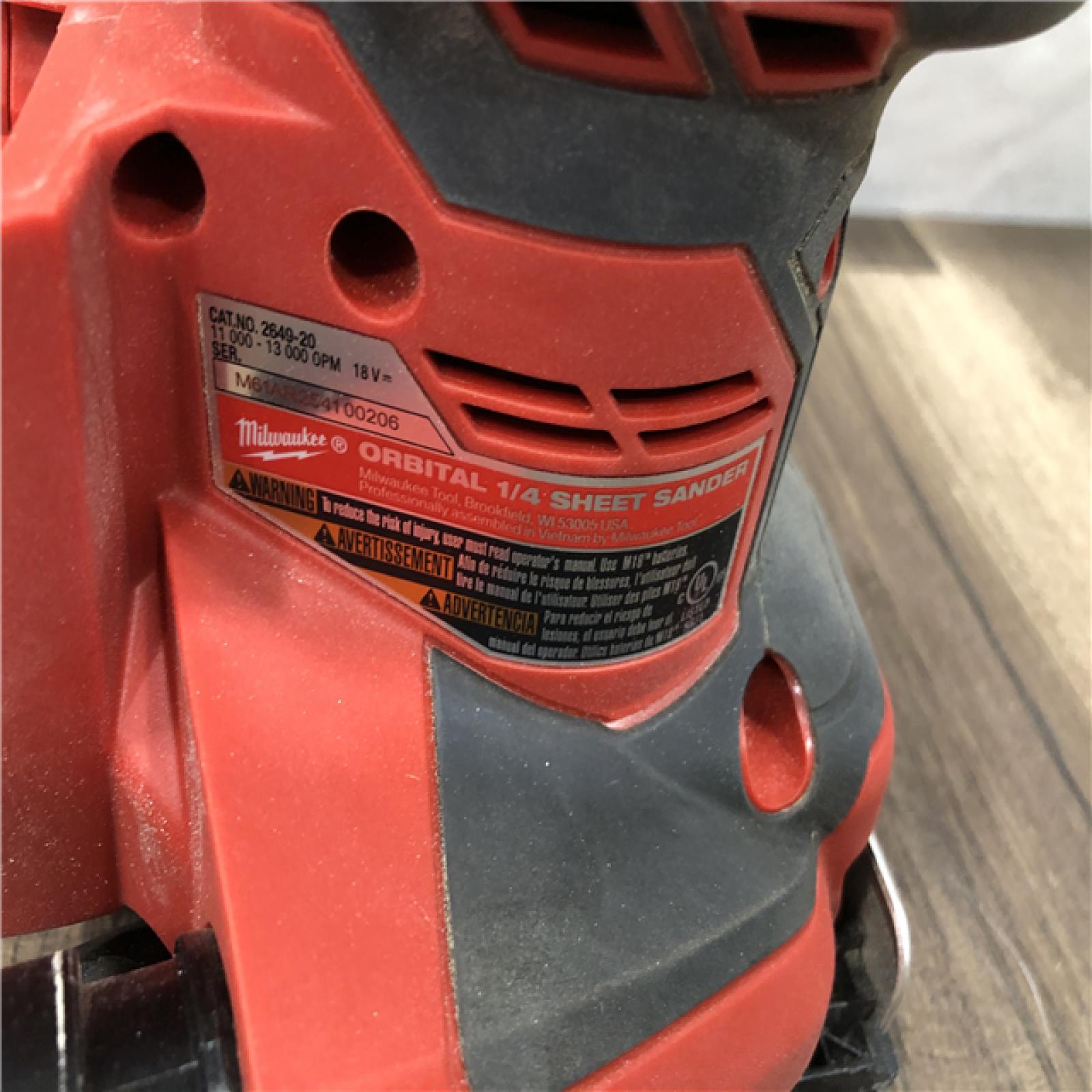 AS-IS Milwaukee  18V Lithium-Ion Cordless 1/4 in. Sheet Sander (Tool-Only)