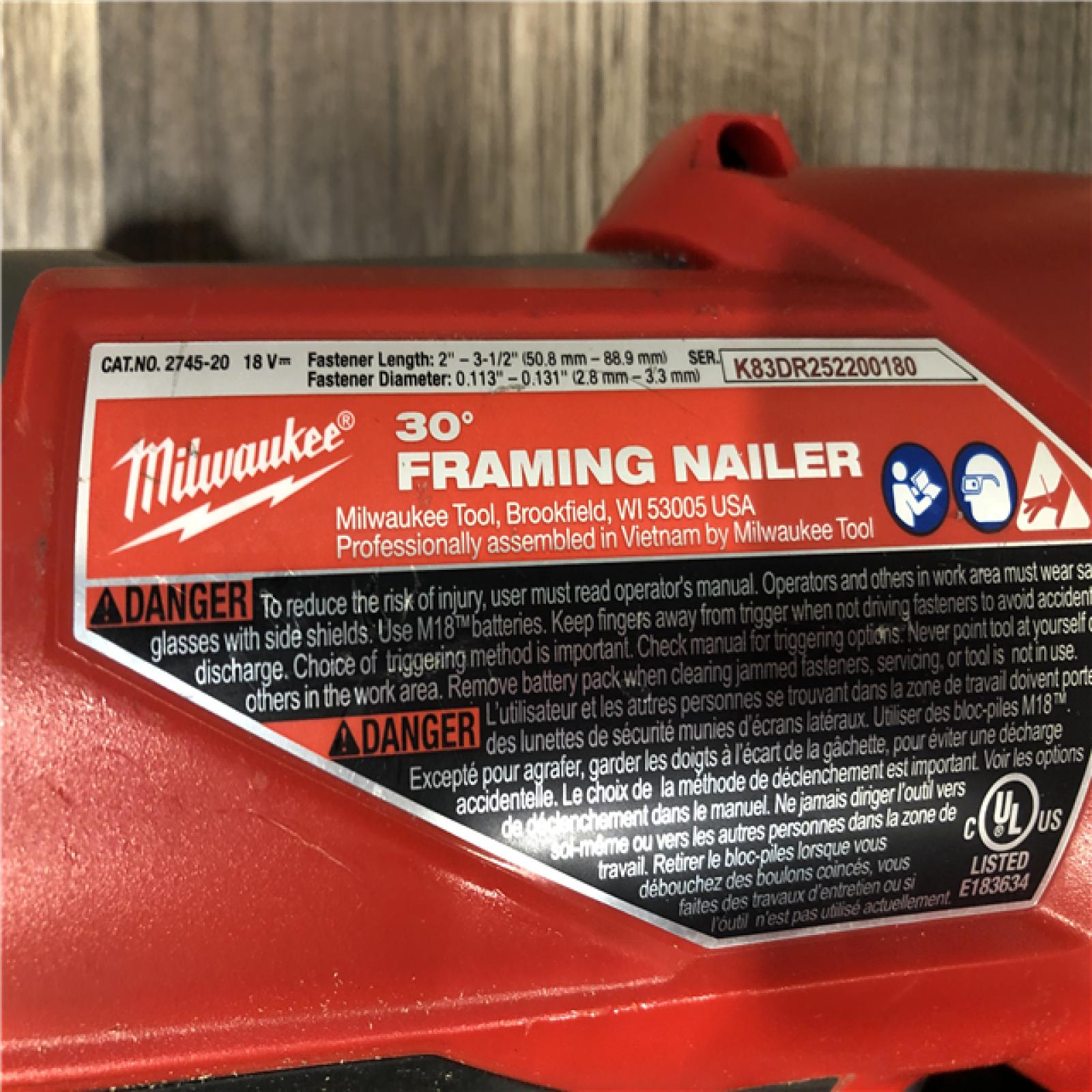 AS-IS Milwaukee FUEL 3-1/2 in. 18-Volt 30-Degree Lithium-Ion Brushless Cordless Framing Nailer (Tool-Only)