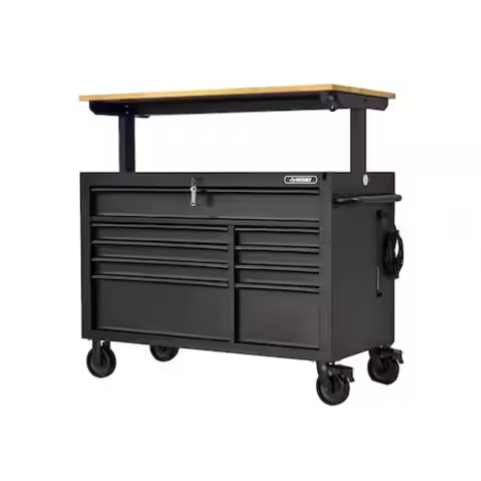 DALLAS LOCATION- AS-IS HUSKY 52 in. W x 25 in. D Heavy Duty 9-Drawer Mobile Workbench Cabinet