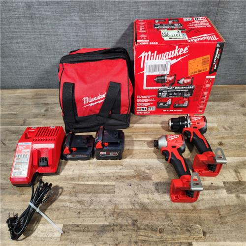HOUSTON LOCATION - AS-IS M18 18-Volt Lithium-Ion Brushless Cordless Compact Hammer Drill/Impact Combo Kit (2-Tool) with (2) Batteries  Bag