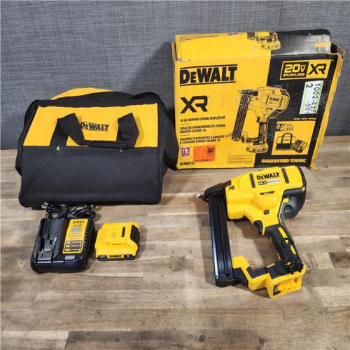 HOUSTON LOCATION - AS-IS DeWALT DCN681D1 20-Volt MAX 18ga Cordless Brushless Narrow Crown Stapler Kit