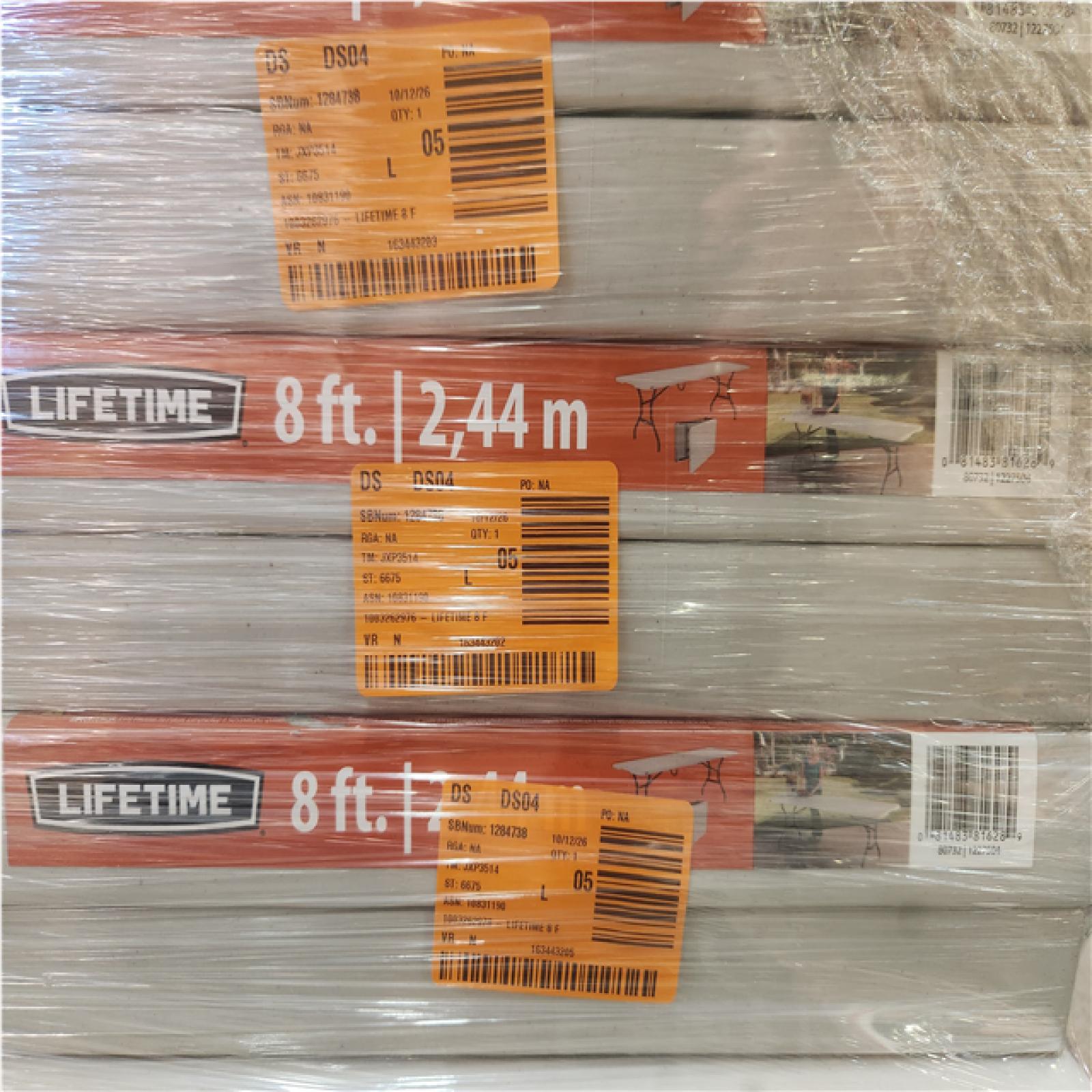 Phoenix NEW LifeTime 8 ft. Fold-in-Half Resin Table; Almond Pallet of 6 (RV: $501)