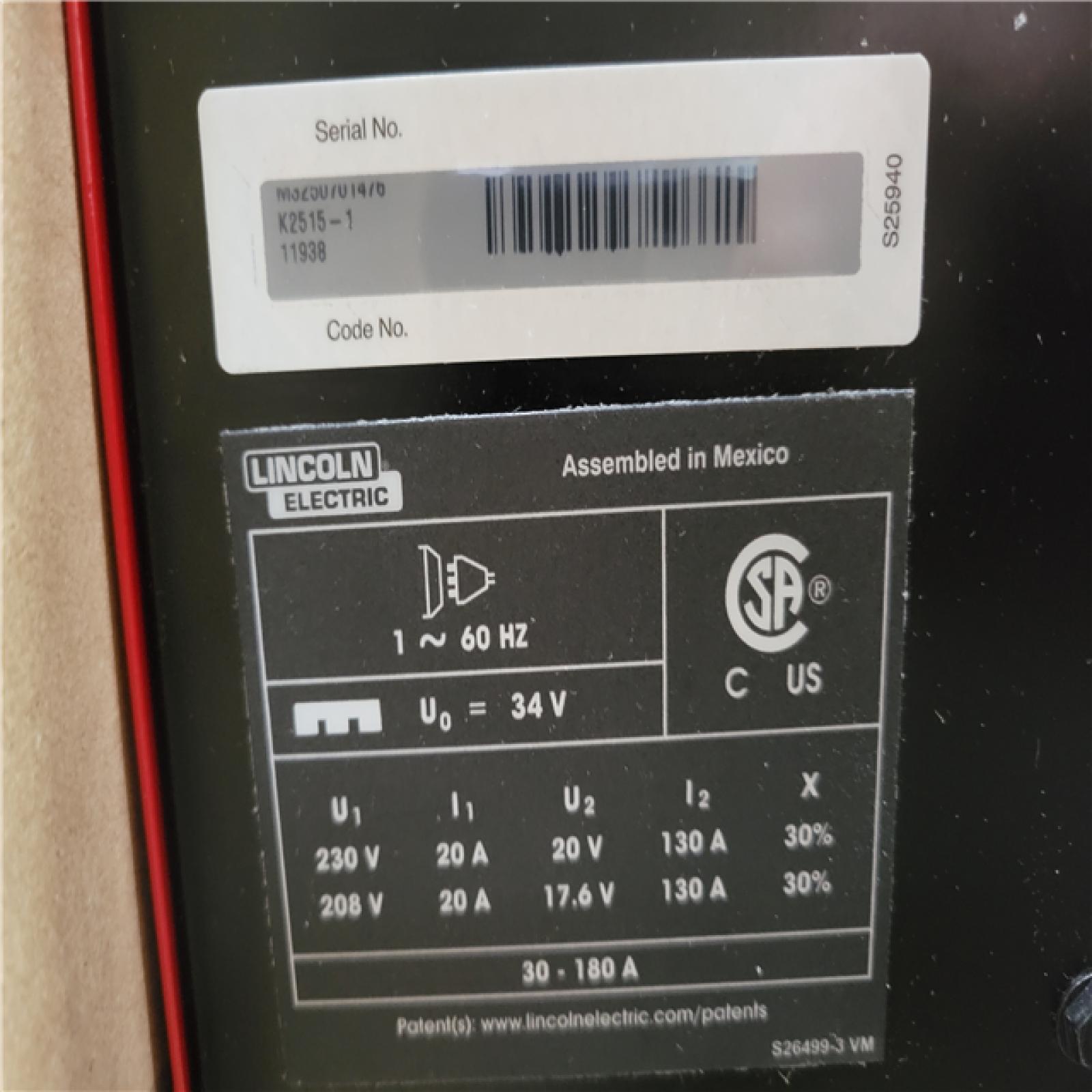 CALIFORNIA AS-IS LINCOLN ELECTRIC 180HD WELD-PAK