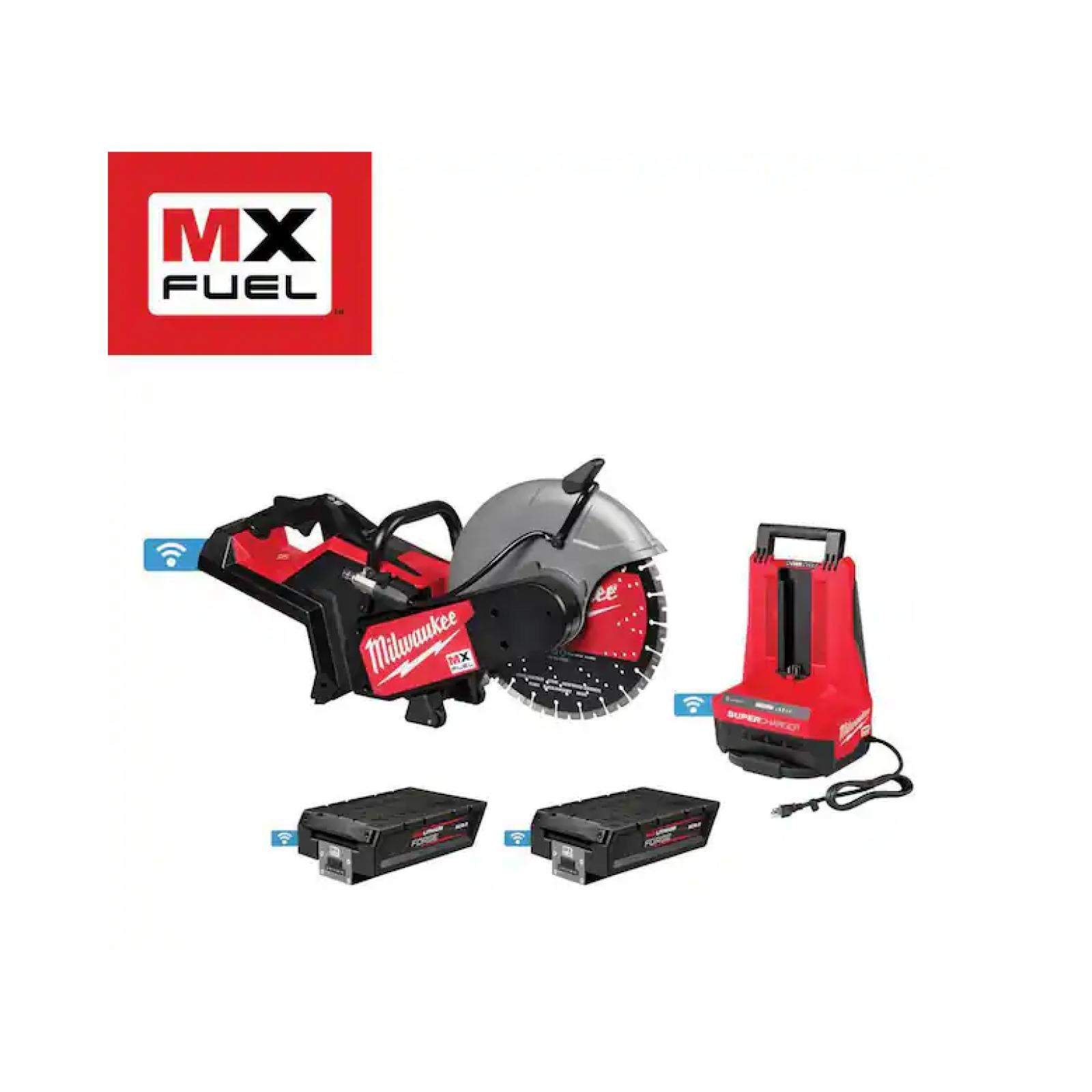 DALLAS LOCATION - Milwaukee MX FUEL Lithium-Ion 14 in. Cut Off Saw Kit with RAPIDSTOP Brake w/ (2) FORGE XC8.0 Batteries & (1) MX FUEL Super Charger