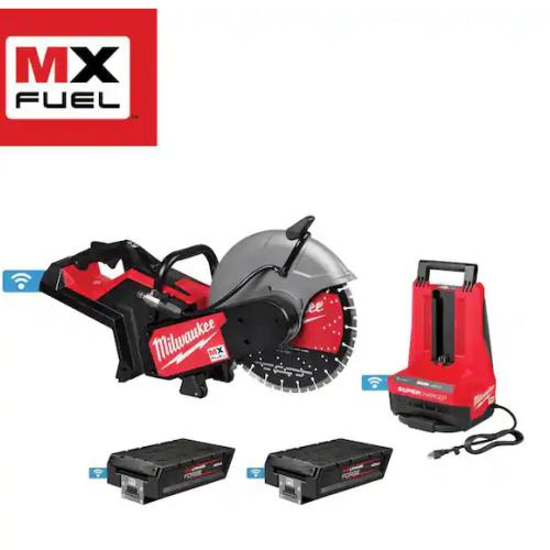 DALLAS LOCATION - Milwaukee MX FUEL Lithium-Ion 14 in. Cut Off Saw Kit with RAPIDSTOP Brake w/ (2) FORGE XC8.0 Batteries & (1) MX FUEL Super Charger