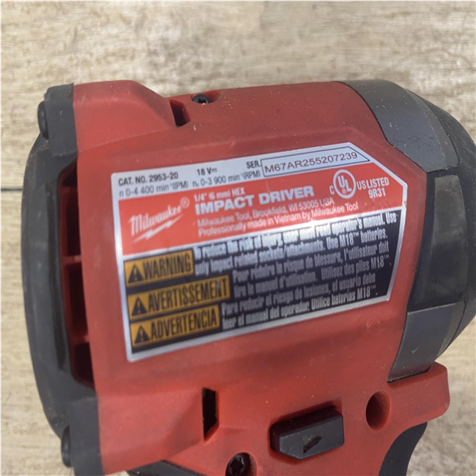 AS-IS Milwaukee FUEL 18V Lithium-Ion Brushless Cordless 1/4 in. Hex Impact Driver (Tool-Only)