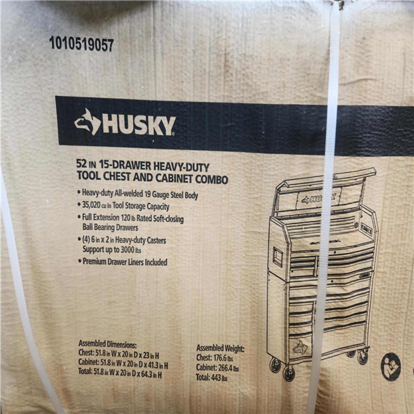 Phoenix NEW Husky Heavy-Duty 52 in. W 15-Drawer Matte Gray Steel Rolling Tool Chest Combo