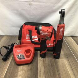 AS-IS Milwaukee FUEL 12V Lithium-Ion Cordless 3/8 in. Ratchet and 1/4 in. Impact Driver Kit