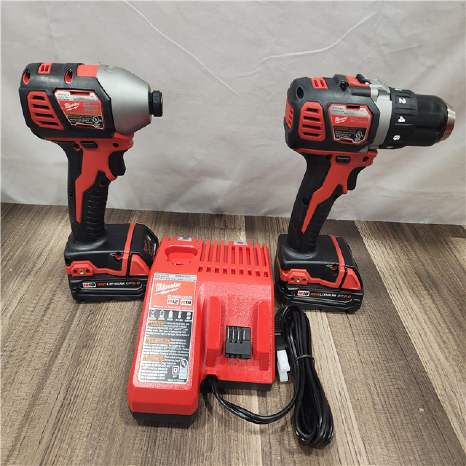 AS-IS- Milwaukee 18V Cordless Brushed 2-Tool Drill/Driver and Impact Driver Kit