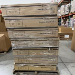 DALLAS LOCATION -Seasons 33 In. Drop-In Double Bowl Stainless Steel Kitchen Sink PALLET- (14 UNITS)