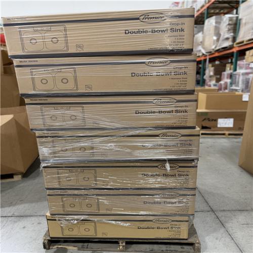 DALLAS LOCATION -Seasons 33 In. Drop-In Double Bowl Stainless Steel Kitchen Sink PALLET- (14 UNITS)