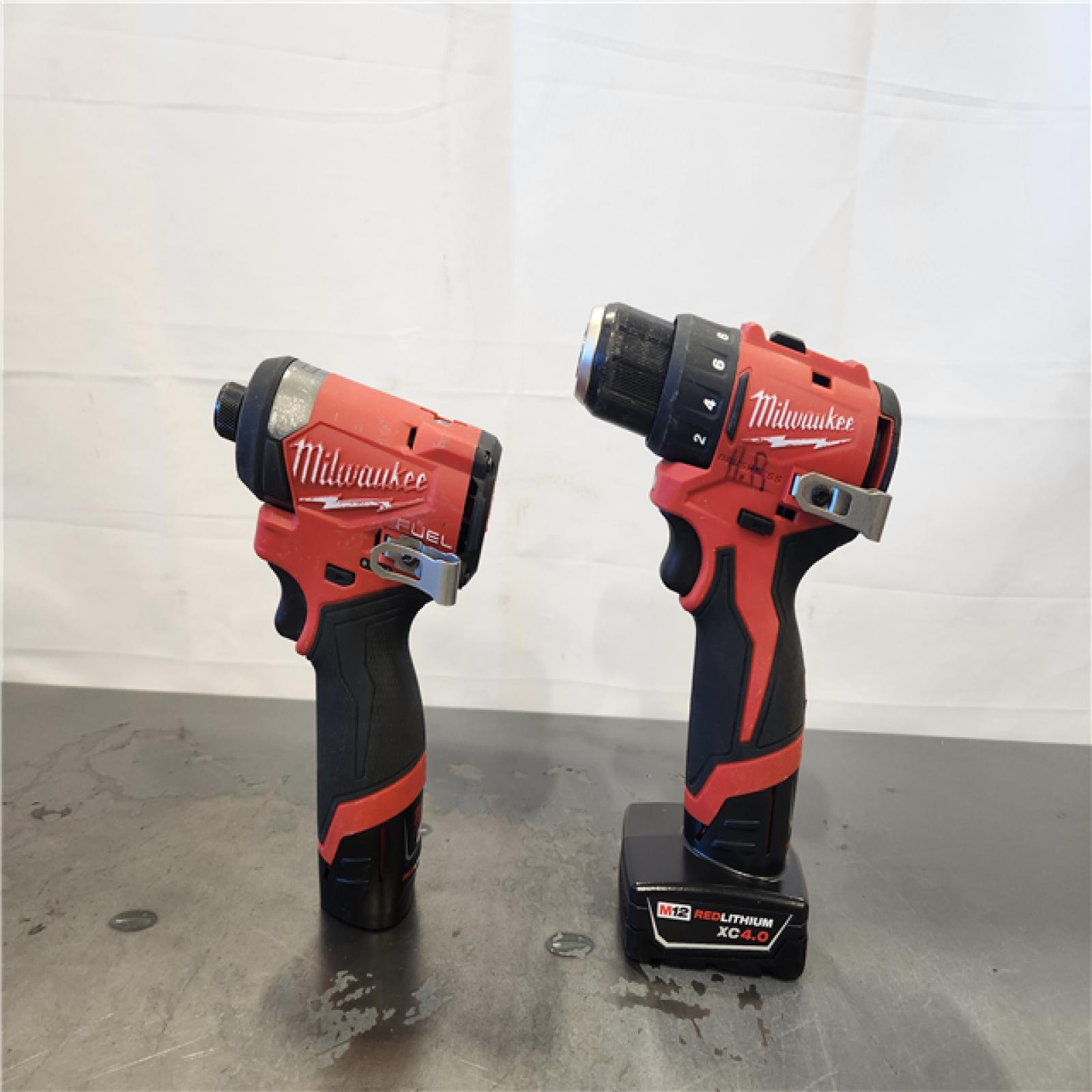 AS-IS- Milwaukee 3497-22 12V Brushless Hammer Drill and Impact Driver Combo Kit