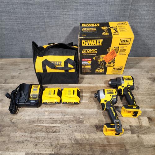 HOUSTON LOCATION - AS-IS Dewalt DCK225D2 20V MAX ATOMIC Brushless Compact Lithium-Ion 1/2 in. Cordless Drill Driver and 1/4 in. Impact Driver Combo Kit with 2 Batteries 2 Ah
