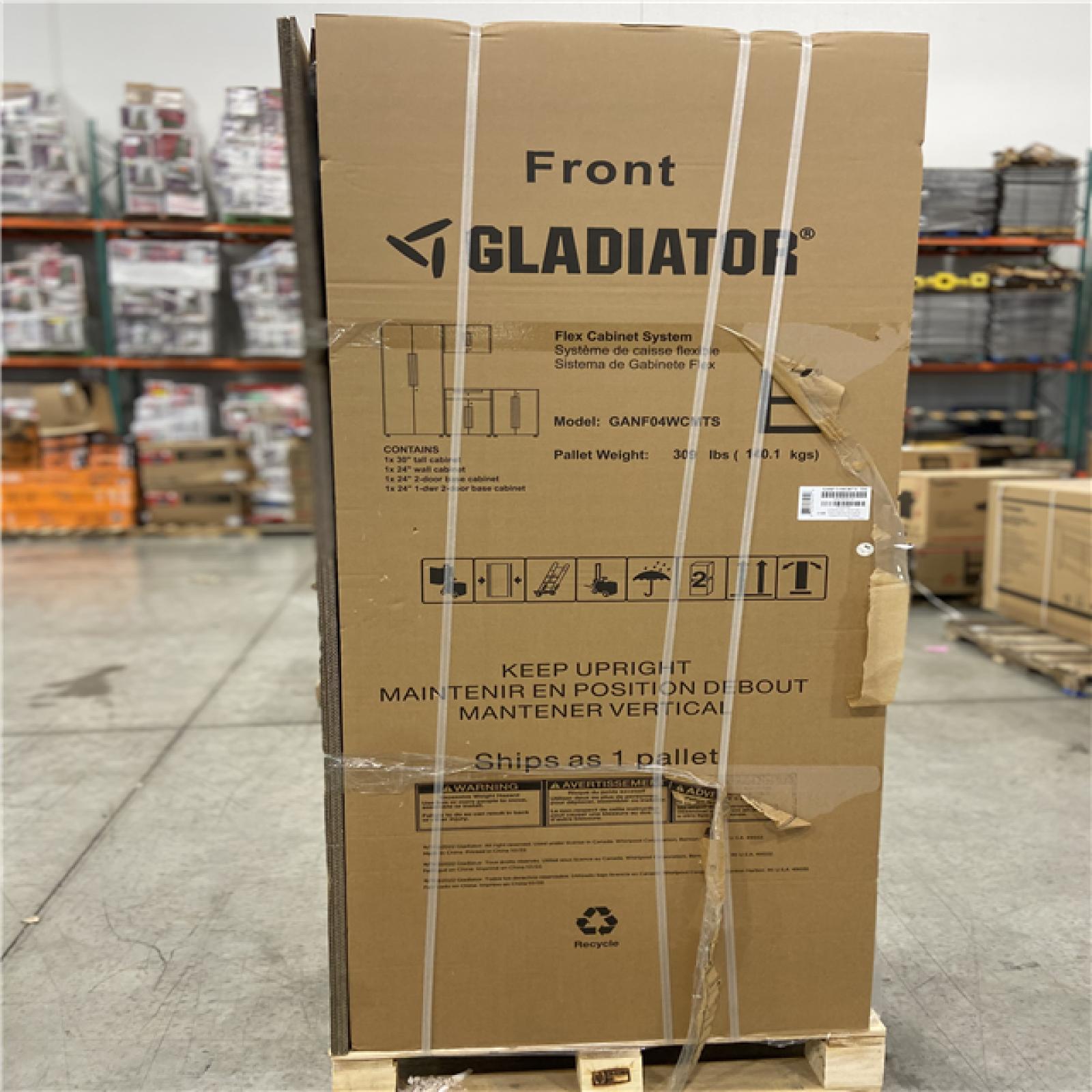 DALLAS LOCATION - Gladiator Flex 78 in W x 75 in H x 19 in D Pre-Assembled 24 Gauge Welded Steel 4-Piece Garage Storage System in Silver Tread