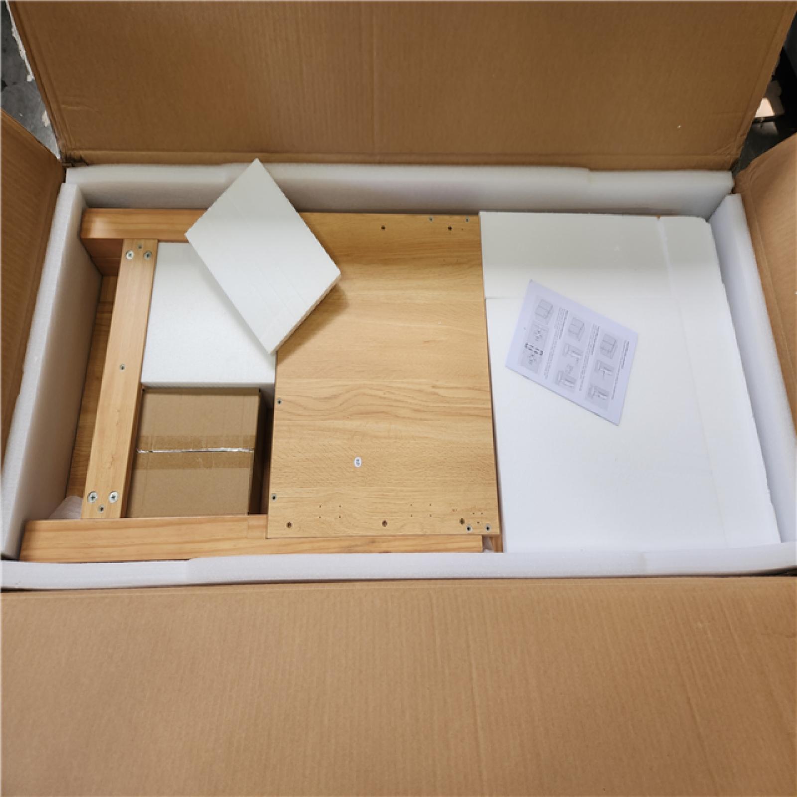 Phoenix NEW Yingze 48 in. Freestanding Single Sink Natural Bath Vanity with White Sintered Stone Top and Marble Pattern Vessel Basin