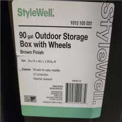 Phoenix LIKE NEW Pallet StyleWell 90 Gal. Resin Deck Box with Wheels in Brown RV: $639