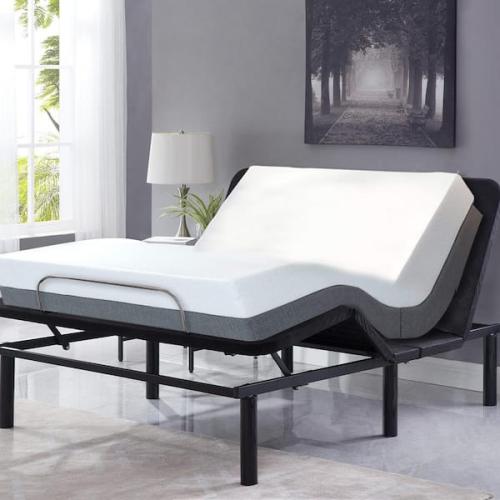 Phoenix NEW HOMESTOCK Black Metal Bed Frame Full Platform Bed with 7 Adjustable Positions  Wireless Remote  Lounge Function