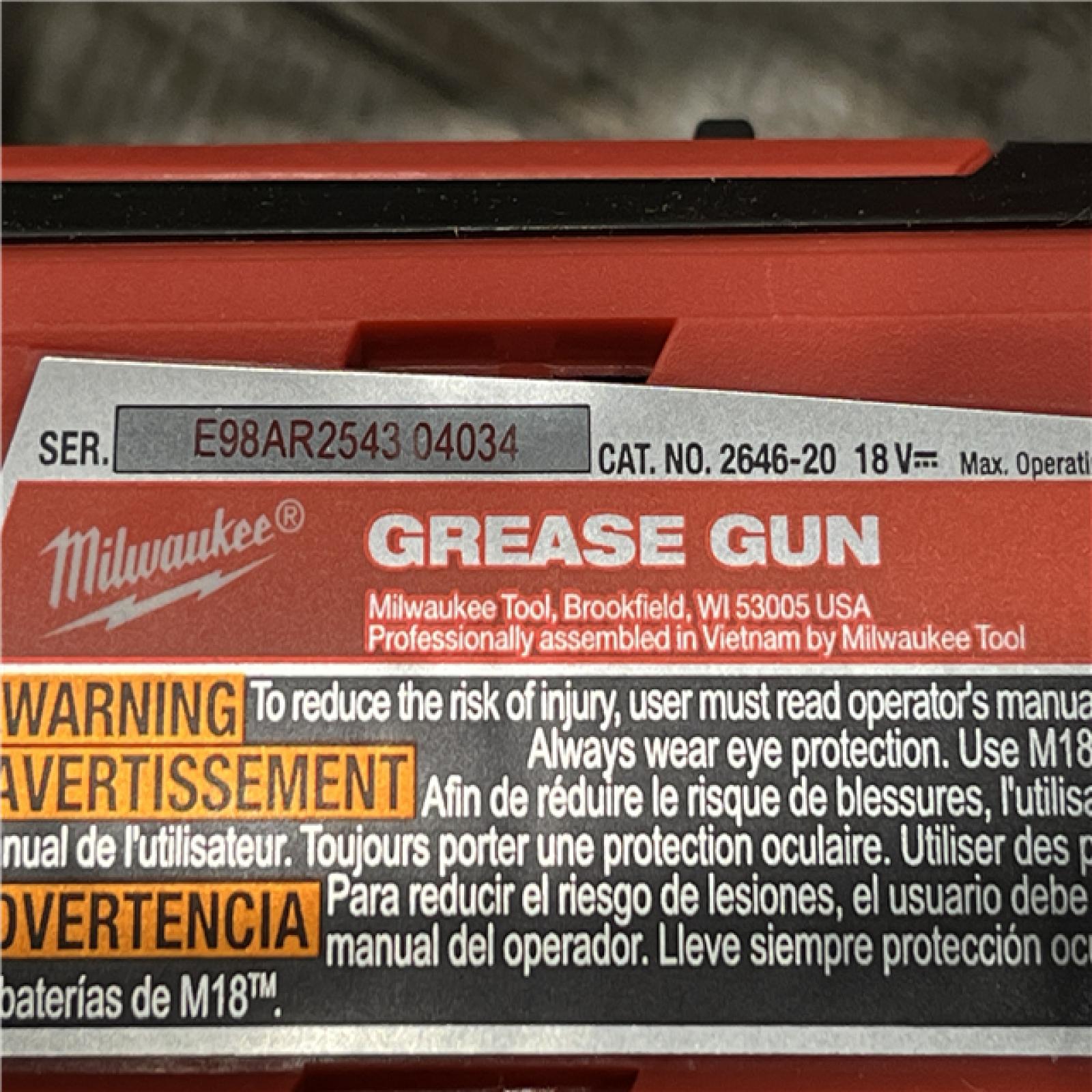 AS-IS Milwaukee 18V Lithium-Ion Cordless Grease Gun 2-Speed (Tool-Only)